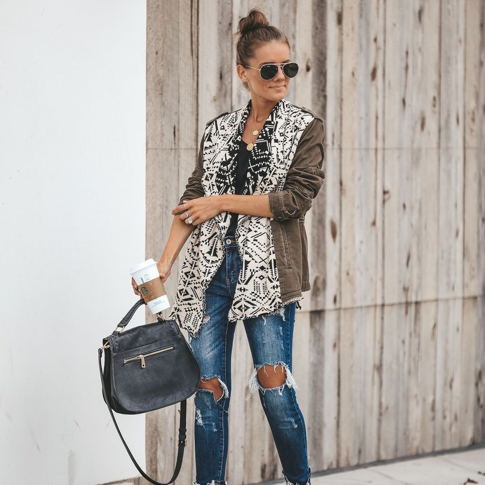 Tribal Cotton Pocketed Cargo Jacket